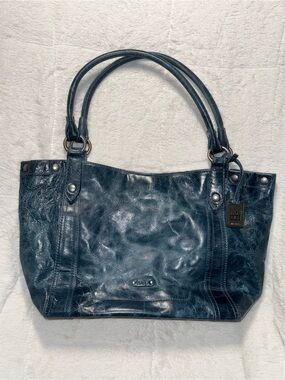 Frye Dark Blue Leather Tote Bag